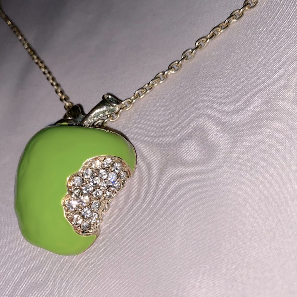 Encrusted Bitten Apple Necklace